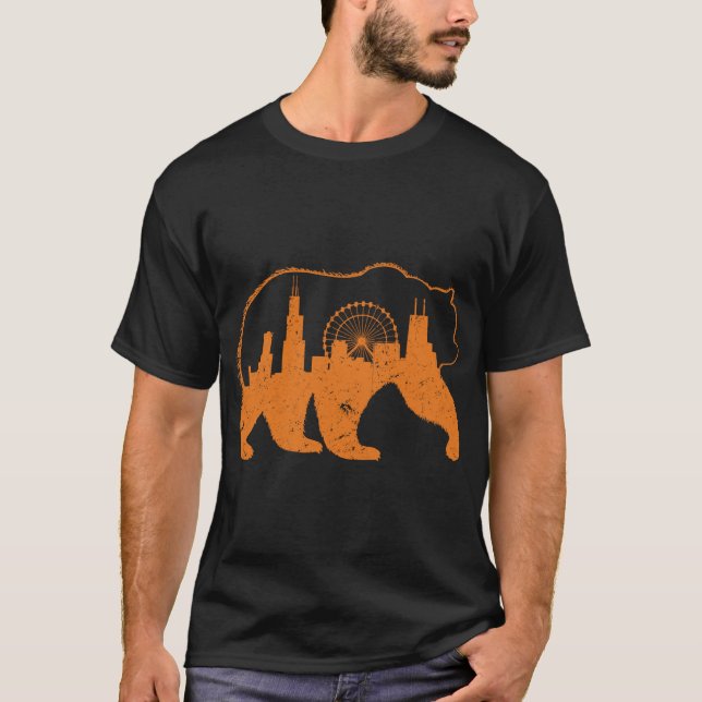 Camiseta Centro de Chicago City Apparel Walking Bear Silhou (Anverso)