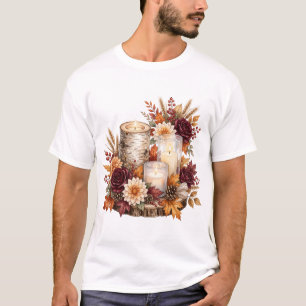 Camiseta Centro de mesa de vela otoñal rústico floral