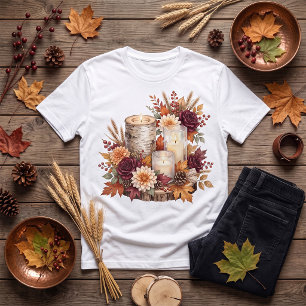 Camiseta Centro de mesa de vela otoñal rústico floral