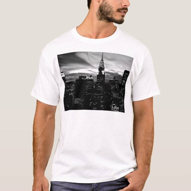 Camiseta Centro de Nueva York en blanco y negro (Anverso)