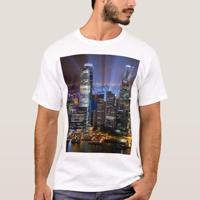 Camiseta Centro de Singapur de noche (Anverso)