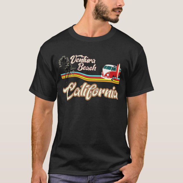 Camiseta Centro de Ventura California Surfing Beach Retro S (Anverso)