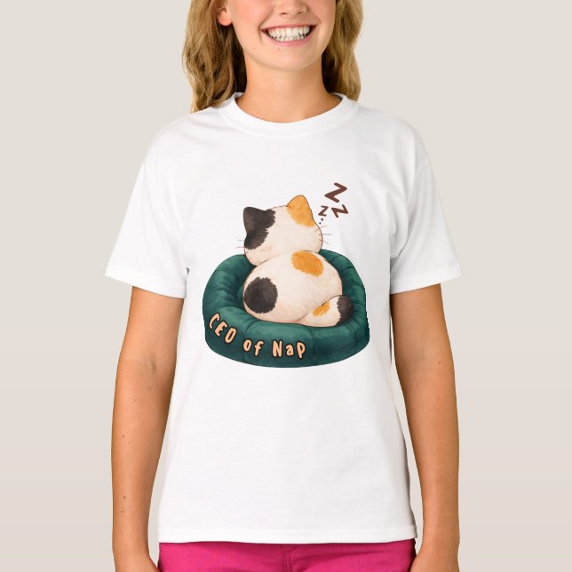 Camiseta "CEO of Nap" Cat Sleeping on The Couch (Anverso)