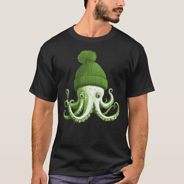 Camiseta Cephalopod Octopus Lover Chilling Green Cap Novelt (Anverso)