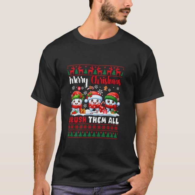 Camiseta Cepillo de otoño Todos los dulces de Navidad tres  (Anverso)