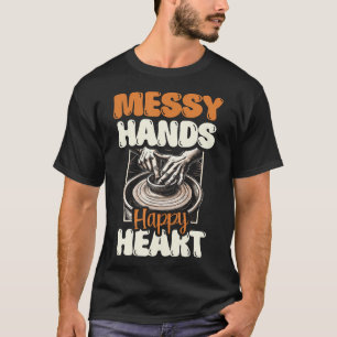 Camiseta Cerámica Arcilla Alfarero Maceta Manos Desordenada