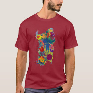 Camiseta Cerdeña, mapa de pintura satinado