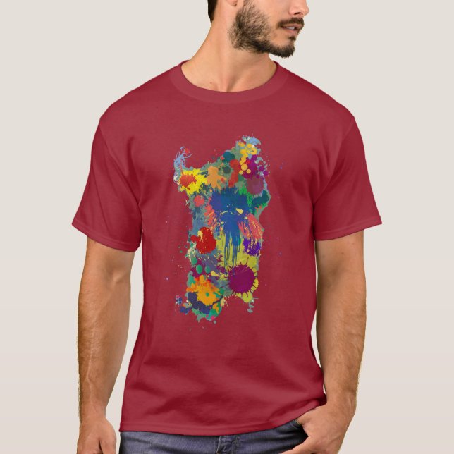 Camiseta Cerdeña, mapa de pintura satinado (Anverso)