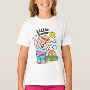 Camiseta Cerdito agricultor gracioso Chica