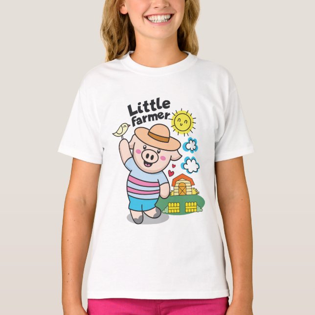 Camiseta Cerdito agricultor gracioso Chica (Anverso)