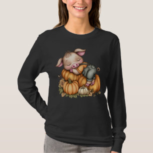 Camiseta Cerdito bebé lindo de cosecha de otoño