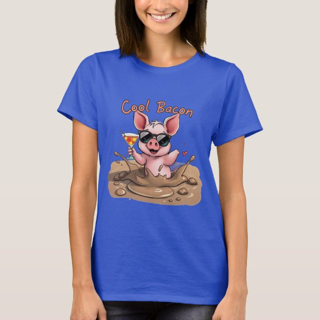 Camiseta Cerdito con gafas de sol "Cool Bacon" (Anverso)