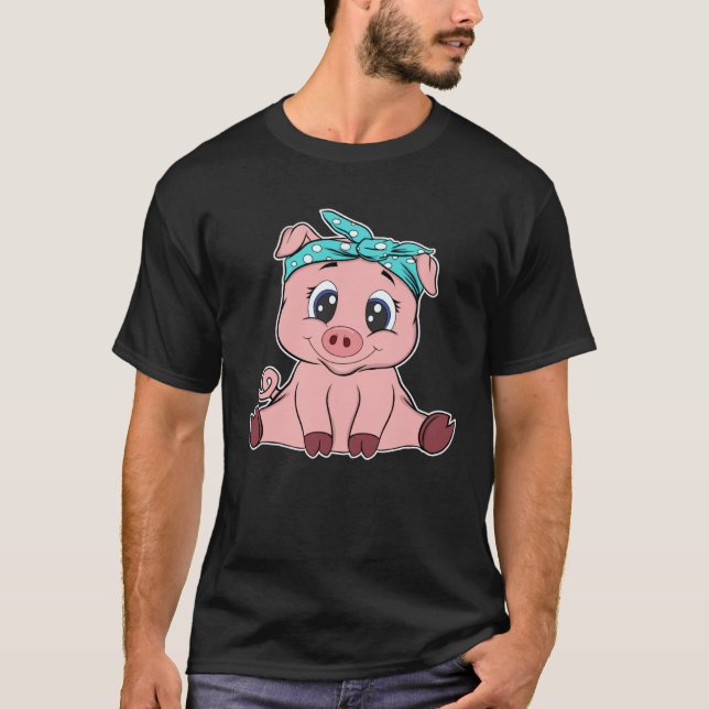 Camiseta Cerdito de pañuelo de cabeza de cerdo (Anverso)