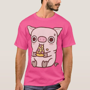 Camiseta Cerdito lindo comiendo oops hawaianos de pizza