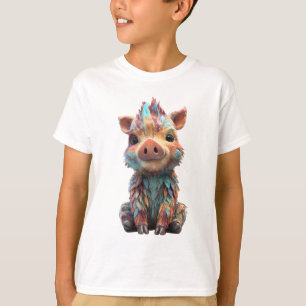 Camiseta Cerditos con Plumas de Arcoíris para Niños