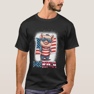 Camiseta Cerdo 4 De Julio Bandera Patriótica De Estados Uni