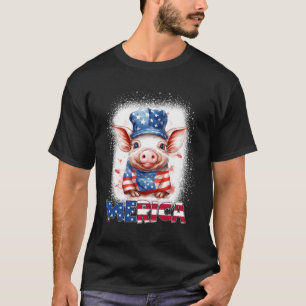 Camiseta Cerdo 4 De Julio Bandera Patriótica De Estados Uni