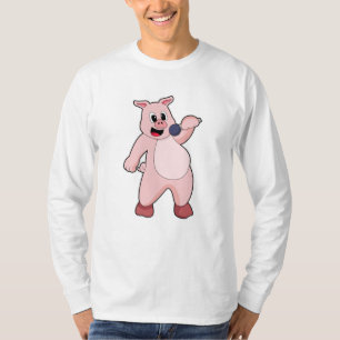 Camiseta Cerdo al cantar con micrófono