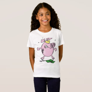Camiseta Cerdo Alcancía Rosa Enojado Divertido Estresado