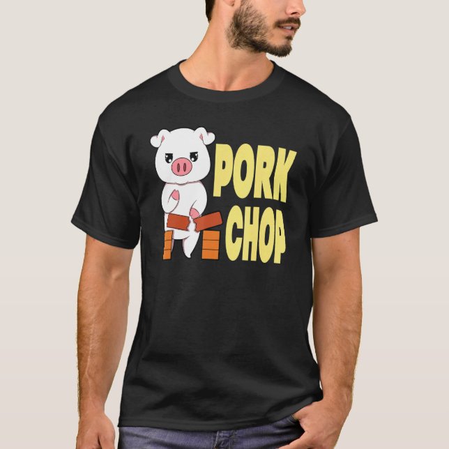 Camiseta Cerdo Artes Marciales Karate Chop (Anverso)