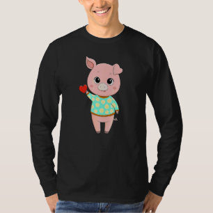 Camiseta Cerdo Bebé Adorable Con Corazón Cerdo Cer