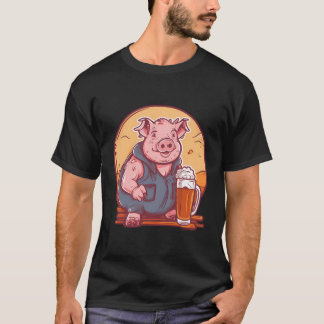 Camiseta Cerdo Bebe Beer Diseño Cerdo Agricultor