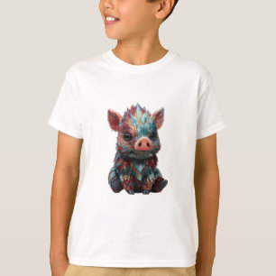 Camiseta Cerdo Bebé Emplumado Iridescente Colorido para Niñ