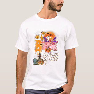 Camiseta Cerdo Boo Y'all Halloween Cerdo Tradicional Para M
