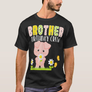 Camiseta Cerdo Brother Birthday Crew Birthday Boy Chica Pig