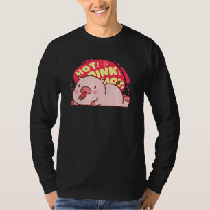 Camiseta Cerdo caliente de rosado caliente comiendo comida 