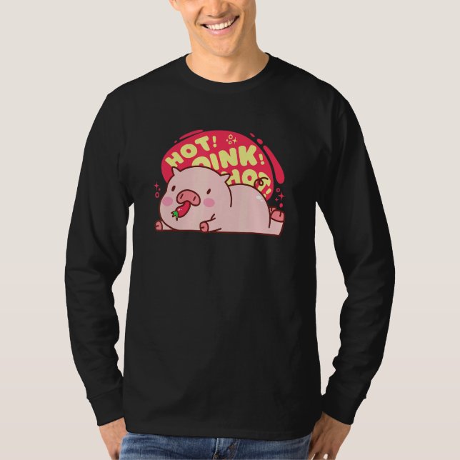 Camiseta Cerdo caliente de rosado caliente comiendo comida  (Anverso)