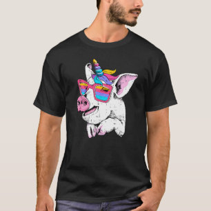 Camiseta Cerdo cerdito Unicornio Gafas de Cuerno Cuesta Gra