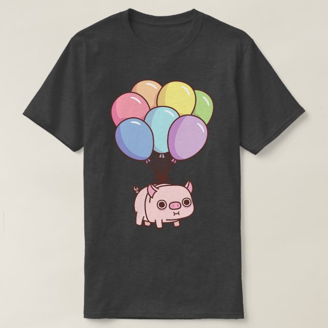 Camiseta Cerdo Chubby con globos arcoiris (Diseño del anverso)