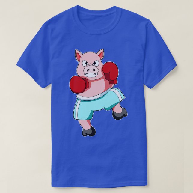 Camiseta Cerdo como boxeador con guantes de boxeo 1 (Diseño del anverso)