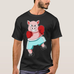 Camiseta Cerdo como boxeador con guantes de boxeo 2