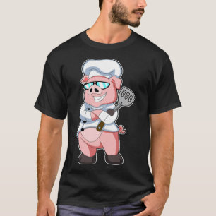 Camiseta Cerdo como chef con delantal de cocina y cumpleañ