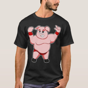 Camiseta Cerdo como culturista con gran Belly