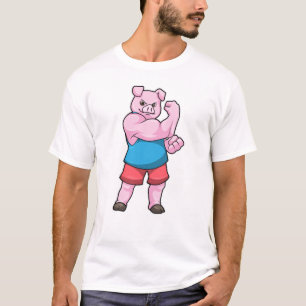 Camiseta Cerdo como culturista con gran brazo superior