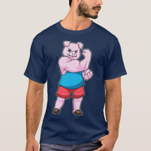 Camiseta Cerdo como culturista con gran brazo superior