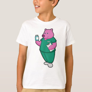 Camiseta Cerdo como enfermera con medicina