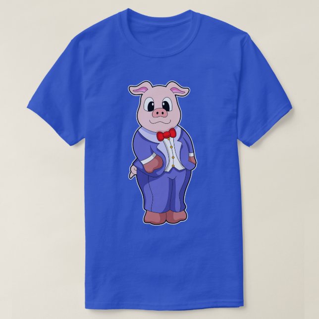 Camiseta Cerdo como maduro con traje (Diseño del anverso)