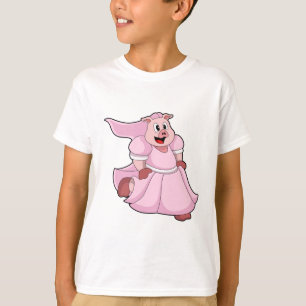 Camiseta Cerdo como Novia con vestido de novia