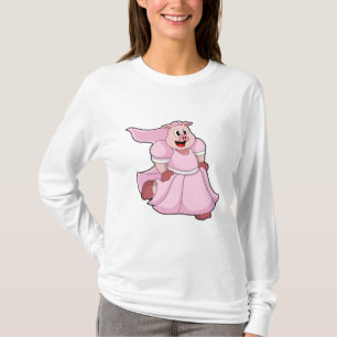 Camiseta Cerdo como novia con vestido de novia