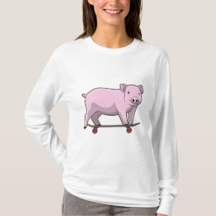 Camiseta Cerdo como patinador con patineta