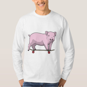 Camiseta Cerdo como patinador con patineta