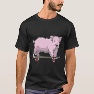 Camiseta Cerdo como patinador con patineta