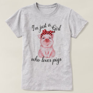 Camiseta Cerdo con arco rojo y frases cortas