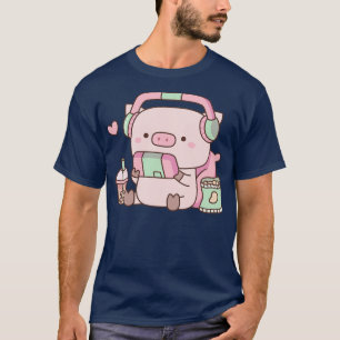 Camiseta Cerdo con audífonos y refrigerios