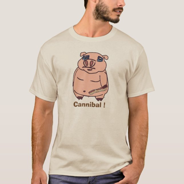 Camiseta Cerdo con Bacon Cannibal Personalizado (Anverso)