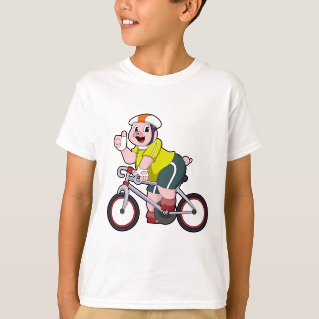Camiseta Cerdo con bicicleta y casco (Anverso)
